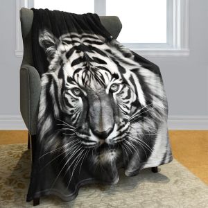 White Tiger Throw Thin Blanket Animals Printed Lightweight for Couch Home Decor Gift for Lion Tiger Elk Bears Dogs Cats Lovers