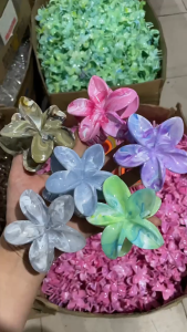 Unimese Jepit Rambut Jedai Motif Bunga Kamboja Warna Marble Untuk Harian