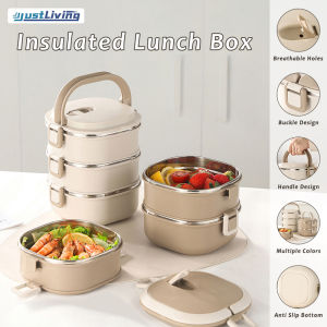 Justliving 1/2/3-Tier xi lanh xách tay cơm trưa giữ nhiệt container 304 hộp thép đựng đồ ăn trưa không gỉ Stackable hộp đựng thức ăn cách nhiệt nóng thực phẩm khay có nắp đựng đồ ăn trưa lạnh và nóng lưu trữ thực phẩm