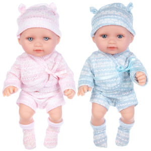 Reborn Baby Doll Vinyl Toddler with Big Eyes Hat Realistic Baby Toy Kids Gift