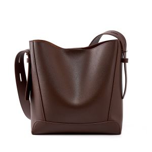 Zency New 2025 TrendyTwo Layer Cow Leather Shopper Shoulder Bag Commuter Large Bucket Handbag Simple High Quality Women Tote Bag