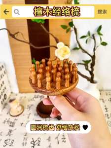 High-end sandalwood round comb for scalp massage head meridian comb wooden smooth hair comb