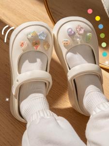 Mary Janes Thick Heel Womens Sandals 2025 New Outdoor Wear Black Anti-Odor Summer Beach Beach Shoes Cool Slippers Summer