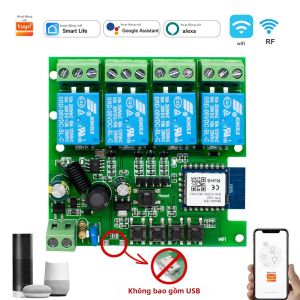 Mô-đun Chuyển Mạch Wifi Không Dây Thông Minh 4 Kênh 7-32V 85-250V RF 433 MHz Hoạt Động Với Tuya Alexa Google Home Automation