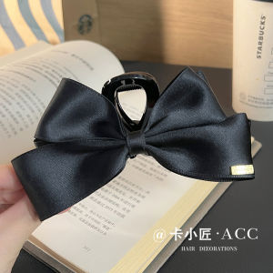 Elegant Black Bow Hair Clip Womens Large Shark Clamp Stylish Hair Accessories Simple Design Fashionable Hair Grips for Girls