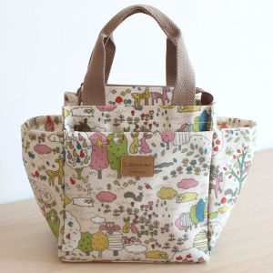 Waterproof Oil Resistant Oxford Cloth Bento Box Bag Side Pocket Zipper Handbag Durable Fabric Carrier for Lunch Time