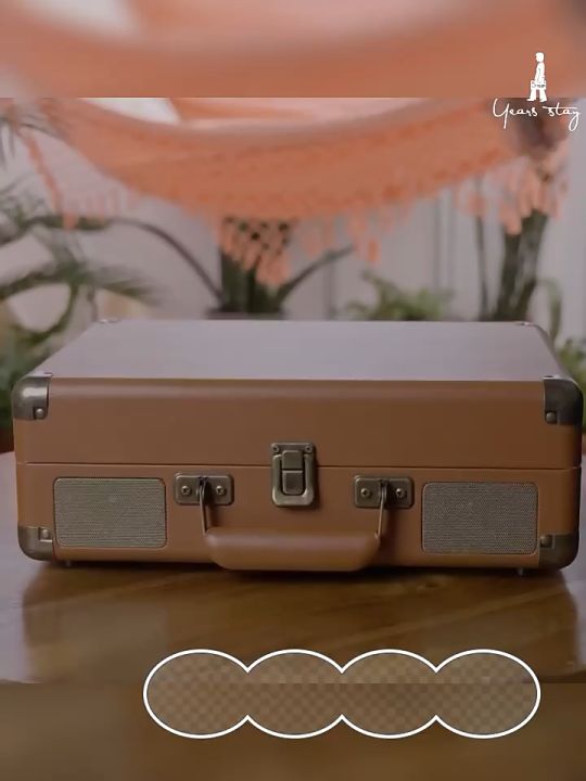 Portable Suitcase Turntable With Bluetooth & USB Recording - 3 Speeds (33/45/78 RPM), Built-in Speakers, Cream White