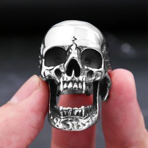Punk Gothic Vampire Skull Rings For Men Stainless Steel Skull Biker Ring Fashion Hiphop Motorcycle Rock Biker Jewelry Wholesale