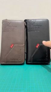 Menbense 2023-15 Dompet Uang Panjang Resleting Tali Pendek Bahan PU Tebal Keren Muat HP Besar