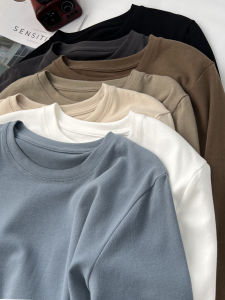 Soft Baby Velvet Brushed Solid Color Long Sleeve T-Shirt Women Spring Autumn Gentle Versatile Loose round Neck White Base Shirt