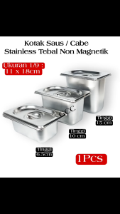 Tempat Sambal Resto Stainless Tebal Non Magnetik Lengkap Tutup Ukuran Sedang 176x108mm