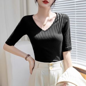 WANGGONGZHU | Slimming Effect Short Sleeve T-Shirt Womens Summer Fashionable Round Neck Mid Sleeve Base Layer Top Korean Style Princess