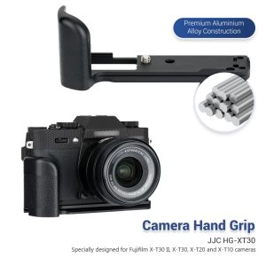 JJC Fuji Metal Camera Hand Grip L-Shape Plate Bracket Handgrip For Fujifilm X-T30III X-T30II X-T30 X-T20 X-T10 Replaces Fujifilm MHG-XT101/4-20 Screw Hole and Built-in Arca Quick Release Design Compatible with Arca-Swiss Tripod Heads