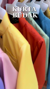 KURTA SLIM FIT KAIN COTTON / BAJU KURTA RAYA SEPASANG BUDAK BAJU SAHAJA