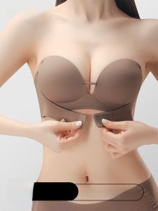 Aimo | Earse Liquid Anti-Slip Strapless Bra Women Gather Small Chest Appears Large Tube Top Seamless Invisible Bra Nylon Smooth Surface