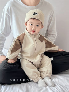 ฤดูใบไม้ผลิ ฤดูใบไม้ร่วง เด็กทารก ชุดวันพีซพร้อมหมวกตีนตะขาบแขนยาว ชุดสูท สไตล์เกาหลี เด็กทารกเสื้อผ้าขาออก ผ้าฝ้าย 100%