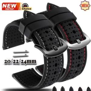 Dây Đeo Đồng Hồ Thể Thao Bằng Silicon Phát Hành Nhanh Chống Nước Thoáng Khí 20mm 22mm 24mm Vòng Đeo Tay Cao Su Phổ Thông Với Đường Khâu Đầy Màu Sắc Dành Cho Nam Nữ