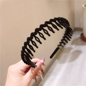 Minimalist Flocking Headband Female Fall and Winter Face Wash Wash Makeup Broken Hair Organize Fantastic Hair Hoop Toothed Non-Slip Headband
