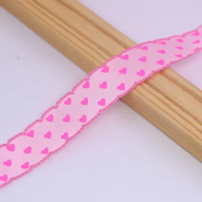 Handmade DIY Heart Patterned Edge Bow Tie Ribbon with Bobbin Tape for Hair Accessories And Fashionable Jewelry Making