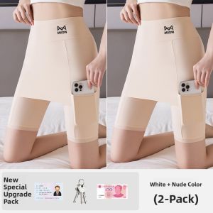 miiow | Cat Woman Seamless Abdomen Safety Pants Underwear Two-In-One Women Summer Anti-Light Triangle Area Butt Lifting Abdomen Control Base Layer Pants