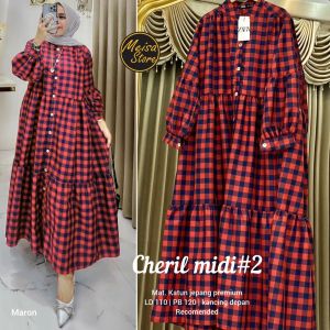 CHERIN MIDI BY MEISA BAJU MIDI WANITA BAHAN KATUN JEPANG MOTIF KOTAK LD 120 BAJU MIDI WANITA MURAH BUSUI