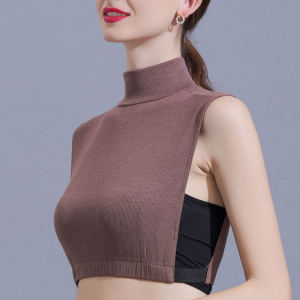 Knitted Fake Collar Womens Thin Full-Over High Neck Autumn Winter Warm Sweatshirt Short Length Cotton 100% Daily Wear T-shirt