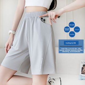 Miiow | Cat Lady Summer Casual Ice Silk Sports Shorts High Waist Five-Quarter Length Loose Slimming Home Wear Womens Fashion
