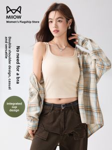 Miiow | Cat Woman Strap Vest Women Inner Wear Summer Outdoor Cotton Ribbed Base Top With Chest Pad Beautiful Back Underwear Bra