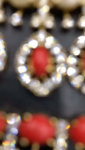 Coral stone necklace set with matching earrings