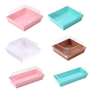 Zhengcheng กล่องใส่พัฟ100ชุดกล่องใส่เค้กแซนวิชขนมเปี๊ยะไข่เค็มหิมะขนมิ้งค์สตรอเบอร์รี่กล่องใส่เค้ก