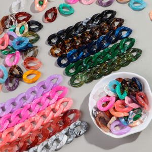 30pcs 20x30mm Acrylic Dual Color Cuban Link Chain Loose Beads for Bracelet Necklace Glasses Chain Making DIY Jewelry Accessories