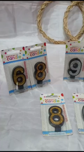 Lilin Ulang Tahun aesthetic Angka ultah Candle Glitter Gold List Hitam Putih Murah