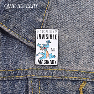 My Disability Is Invisible Not Imaginary Enamel Pin Cartoon Blue Dragon Mental Health Awareness Brooch Lapel Badge Jewelry Gifts