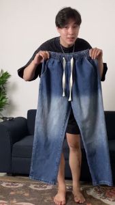 Celana Jeans Pria Celana Denim Panjang Gradient Contrast Cowok Versi Korea Pants K506M