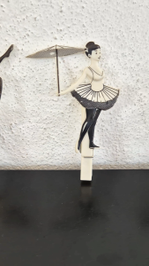 Pegzini Family circus-themed vintage laundry peg (ballerina carrying an umbrella)