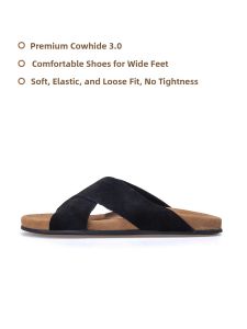 THEMULE | Arch Support Genuine Leather Cross Strap Summer Slippers