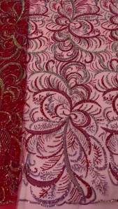 Red Sequin Tulle Lace Fabric 2026 High Quality African Tulle Embroidery Mesh Net Laces 6 Yards for Sewing Party Dress 5 Y M345-1