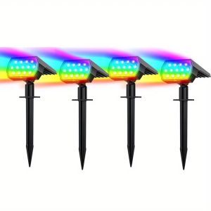 Solar Spot Lights Outdoor Color Changing 7 Modes Christmas IP65 Waterproof Landscape Spotlights Dusk To Dawn For Patio Garden