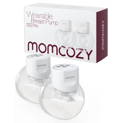 Momcozy Hands-Free Breast Pump S12 Pro Wearable & Portable Pump with Soft DoubleFit Flange 3 Modes | 9 Levels Double Electric Pump Smart Display 24mm 2 Pack Cozy WhitePink