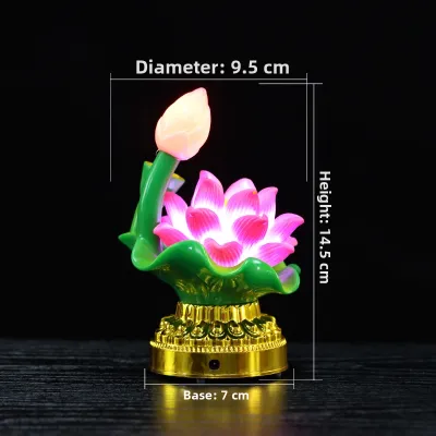 New Lotus Lantern Battery Powered Long Burning LED Buddha Altar Lamp Home Use Guanyin Buddha Lamp Festival Decorations Gifts