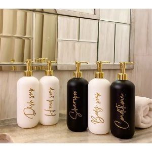 botol pump refill gold white 500ml kosong isi ulang refill estetik aesthetic sabun mandi cair cuci piring tangan hand soap body wash shampoo minimalist souvenir hadiah lucu unik