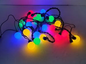 Dây bóng led trang trí 5m không chớp 20 bóng trắng bi nhiều màu D35 nhựa ánh sáng nhiều màu