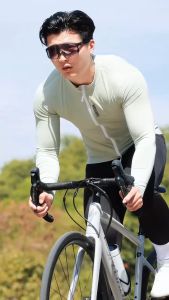 WOSAWE Men Cycling Jersey Reflective Breathable Quick Dry Long Sleeve Sports Bike Tops