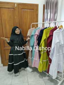 Baju murah | Gamis Anak Set Jilbab Hitam | Gamis Arab anak 1-12 Tahun