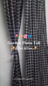 Tirai Gorden 6 Tali 3 Gelombang Berponi Motif Kotak Hitam Free Tali Pinggir