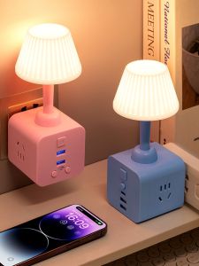 Smart Multi-Function Socket Night Light Converter Student Dormitory Bedside Lamp Eye Protection Table Lamp Remote Control Multi-Purpose Board