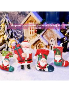 Painted Resin Santa Socks Hanging Decoration Gift