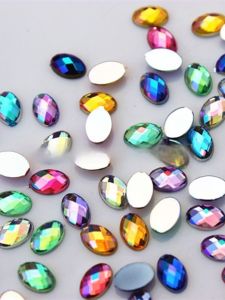 Acrylic Nail Drill Flat Bottom Oval AB Color Nail Art Accessories DIY Jewelry Fashion Accessories New Spring Arrival