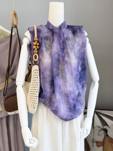 LIYANGANG | Sleeveless Bow Print Chiffon Blouse