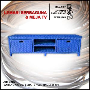 MEJA TV/DVD 2 KOTAK LACI TERBARU COD MURAH GARANSI 100% LEMARI ROTAN SINTETIS FULL SATU WARNA WARNI DVD / BUFFET TV / MEJA TV Termurah / Rak Buffet Rattan 2 Susun Samping / Tempat TV dan DVD Rottan Minimalis P 128 X L 37 X T 35